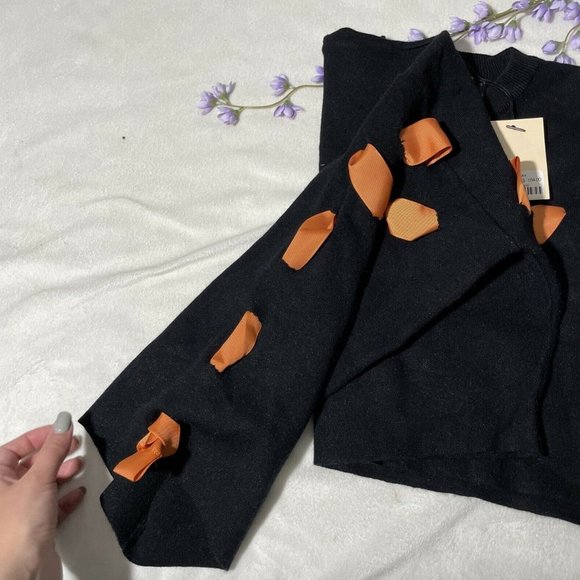 NWT LF BSBW Ribbon Black Oversized‎ Cropped Sweater - Picture 5 of 12